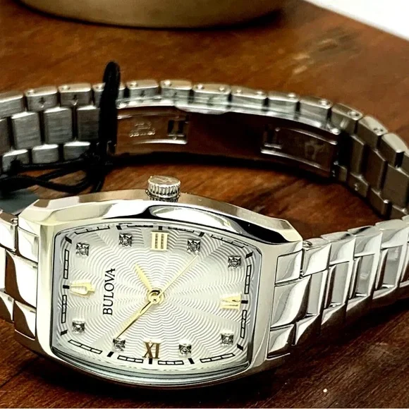 Bulova Women's Watch 96P232 Diamond Dial Silver Stainless Steel Quartz